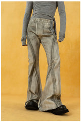 Men's Vintage Grey Distressed Flare Jeans
