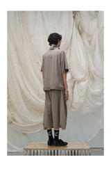 Pleated Draped Cropped Dress Pants