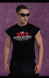 Men's Wide Shoulder Black Printed Vest