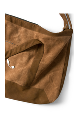 Suede Patchwork Metal Plaque Convertible Backpack