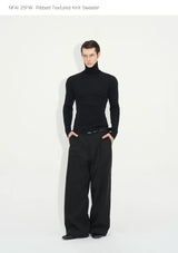 Long Sleeve Turtleneck Ribbed Knit Top
