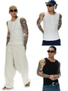 Men's Henley Ribbed Tank Top