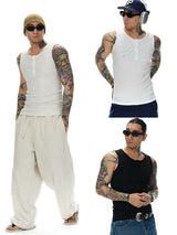 Men's Henley Ribbed Tank Top