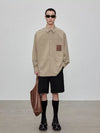 Relaxed Fit Leather Patch Pocket Shirt