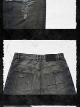 Muddy Distressed Ripped Baggy Jeans