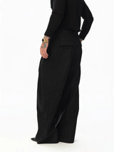 Black Vertical Striped Wool Dress Pants