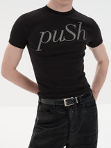 Slim Fit Rhinestone Short Sleeve Tee