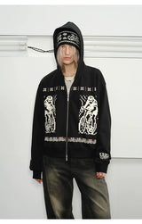 Fair Isle Print Zip Hoodie