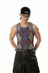 Men's Colorblock Plaid Knit Sports Vest