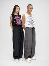 Unisex Patchwork Athletic Drawstring Waist Pants