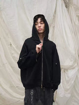 Three-Zipper Detachable Panels Multi-Way Zip Hoodie