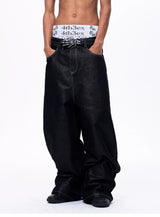 Men's Silver Multi Pocket Wide-Leg Jeans