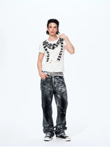 Men's Heavy Silver Straight Leg Jeans