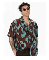 Turquoise Marbled Camp Collar Aloha Shirt