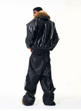 Men's Reversible Quilted Leopard Leather Jacket