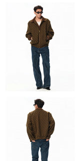 Patchwork Collar Plaid Coat