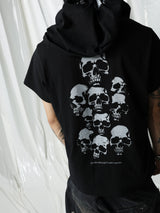 Black Skull Print Pocket Tee