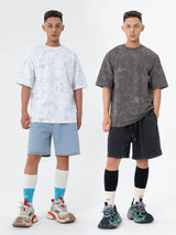 Men's Loose Gray Tie-Dye Print Tees