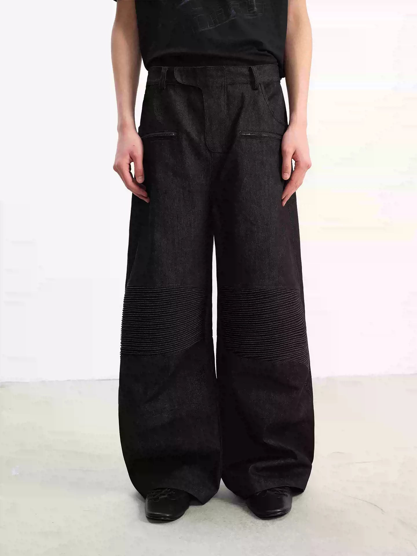 Washed Wide Leg Straight Denim Jeans