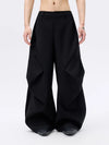 Casual Curved Pleated Wide Leg Pants