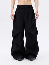 Casual Curved Pleated Wide Leg Pants