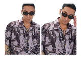 Lavender Graffiti Cuban Collar Hawaiian Shirt