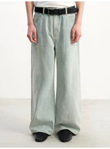 Light Blue Slub Straight Denim Jeans