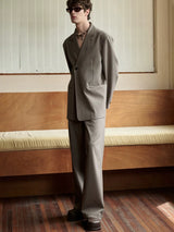 Adjustable Waist Wool Blend Dress Pants