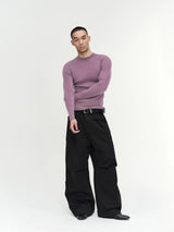 Slim Fit Ribbed Knit Long Sleeve Tops