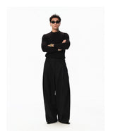 Black Vertical Striped Wool Dress Pants