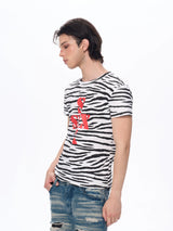 Zebra Print Letter Graphic Crew Neck Tee