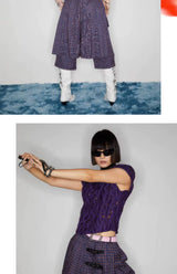 Y2K Plaid Buckle Wide Leg Skort