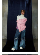 Mid-length Thick Wool Blend Turtleneck Sweater
