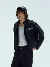 Chained Short Mock Neck Puffer Coat