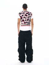 Men's Pink Leopard Print Fuzzy Vest