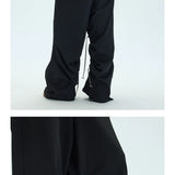 Black Side Adjustable Chain Casual Pants