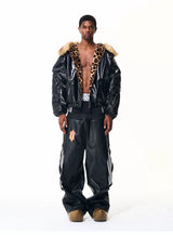 Men's Reversible Quilted Leopard Leather Jacket