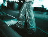 Silver Wax Embossed Bootleg Cargo Pants