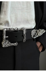 3D Rose Vine Embossed Leather Belt