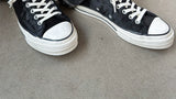 Black Leather Blend Vulcanized Tongue Sneakers