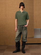 Polo Collar Ice Silk Knit Tees