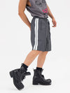 Black White Gray Striped Drawstring Shorts