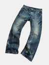 Vintage Washed Blue Printed Curved Jeans
