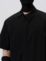 Asymmetric Slant Collar Short Sleeve Shirt