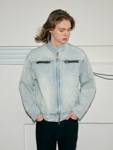 Yellow Mud Washed Denim Harrington Jacket
