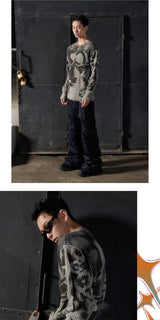 Distressed Knight Armor Print Sweater