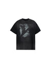 Crew Neck Distressed Raven Print Tee