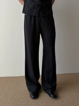 Drawstring Straight Leg Linen Lyocell Pants