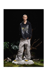Three-Color Ring-Cut Cargo Pants