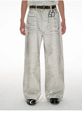 White Distressed Wide Leg Jeans